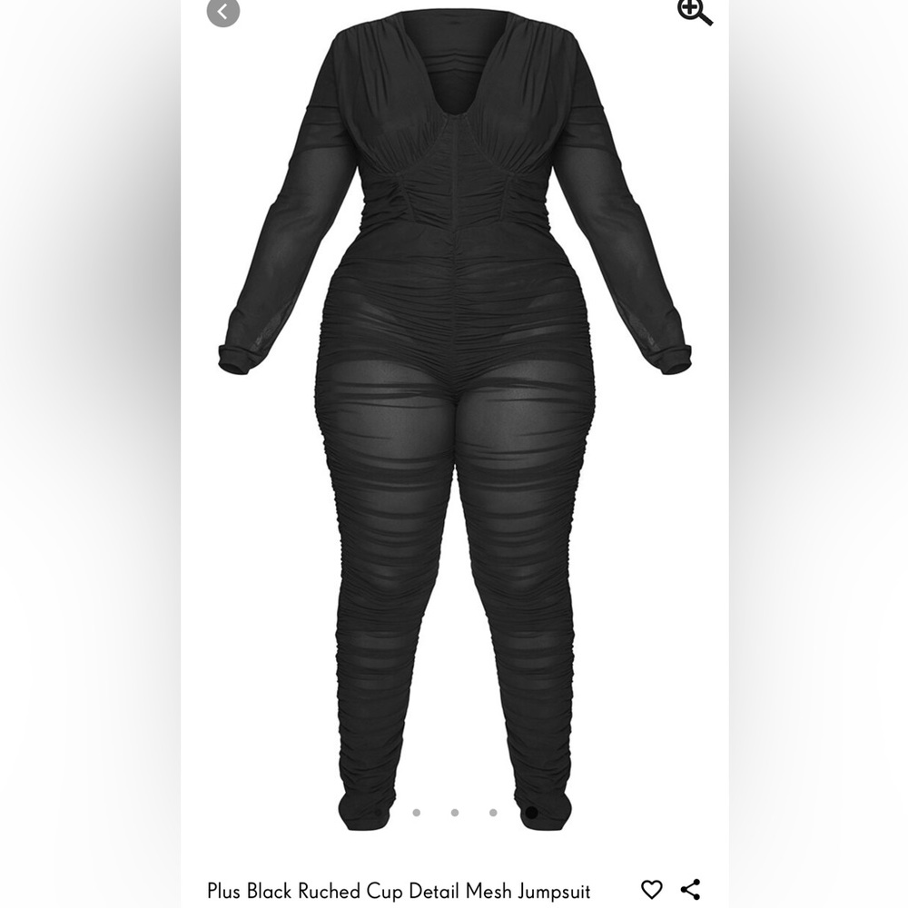 PLT PrettyLittleThing Plus Size Ruched top mesh jumpsuit